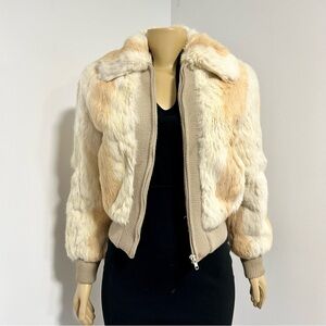 Vintage Cream and Tan Bomber Jacket